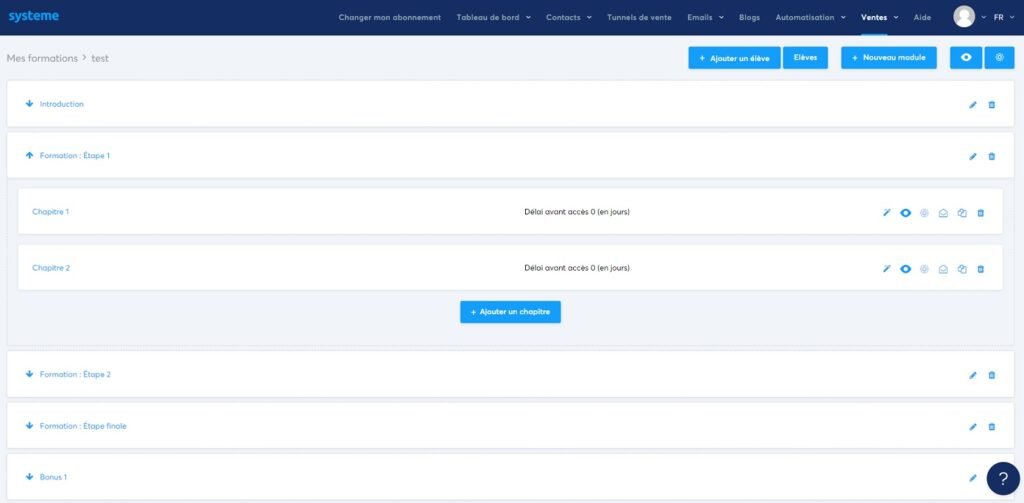 création et vente des formation systeme.io