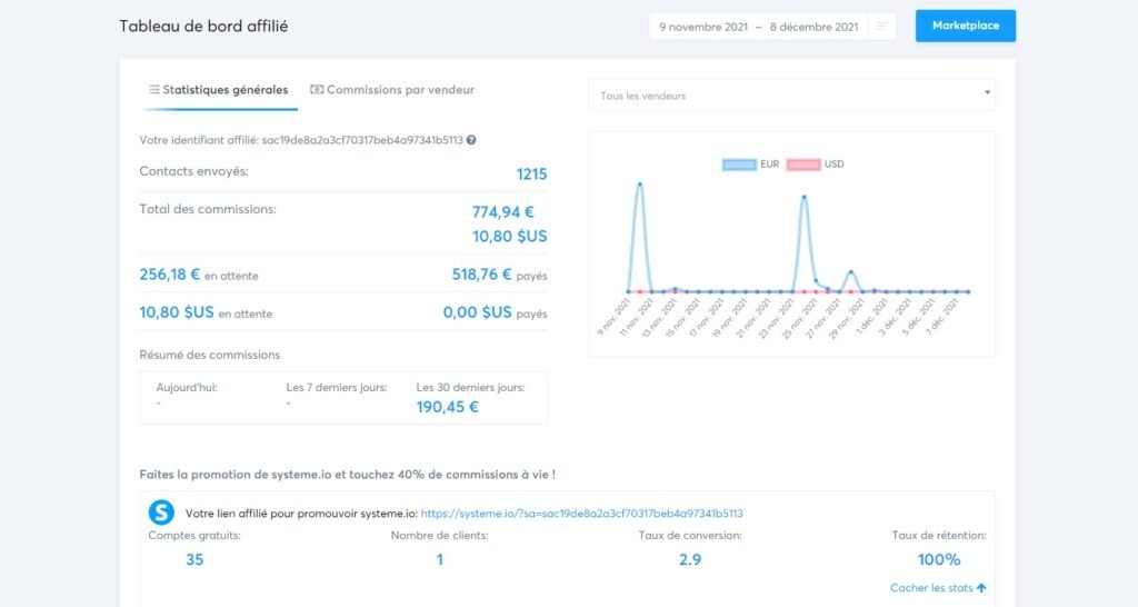 systeme.io programme d'affiliation